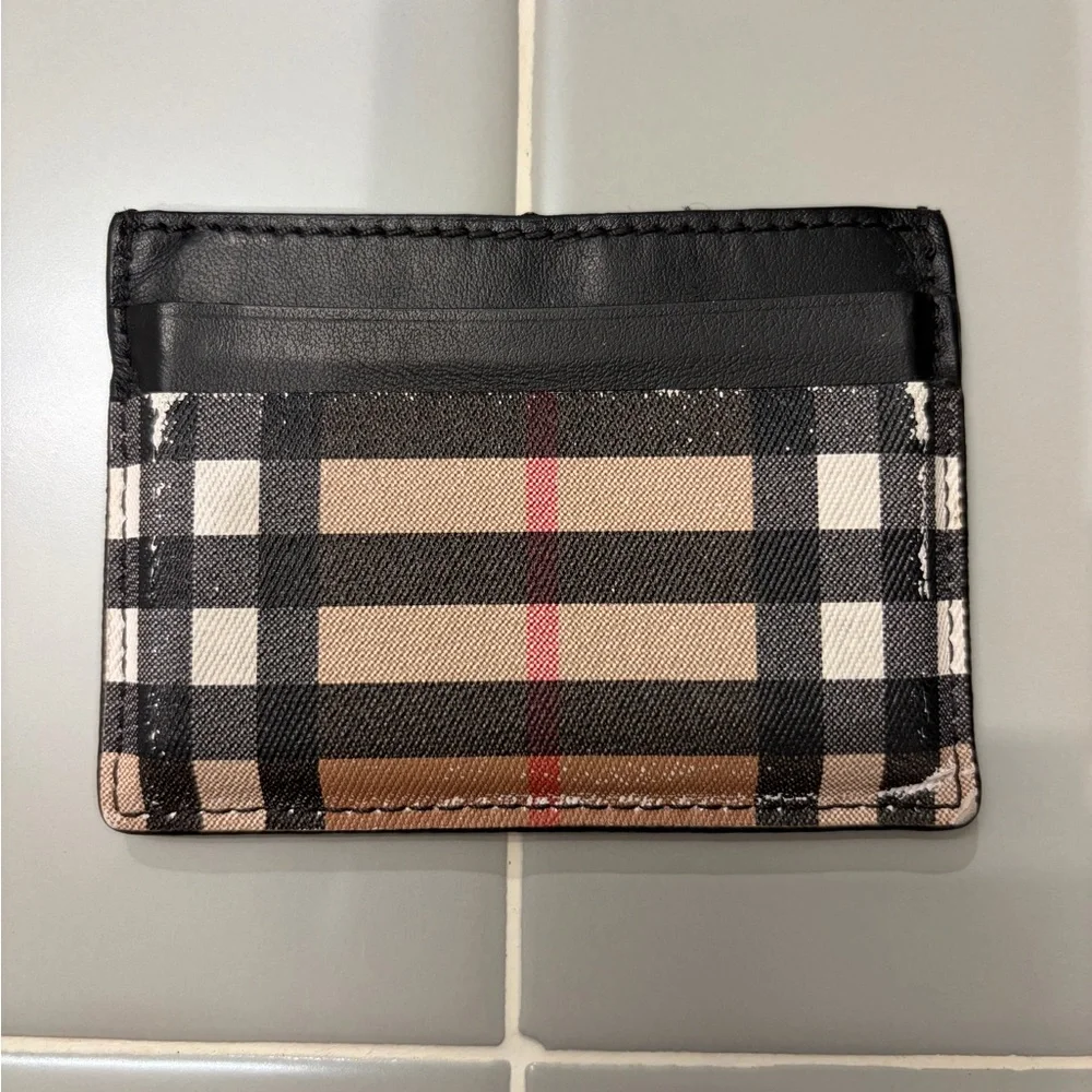 Burberry Checkered Black and Brown Four Card Holder - Picture 2 of 3